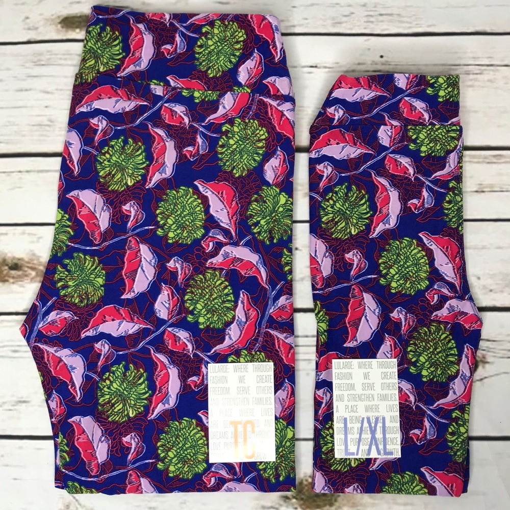 LuLaRoe Mommy & Me T/C & L/XL Floral Leggings